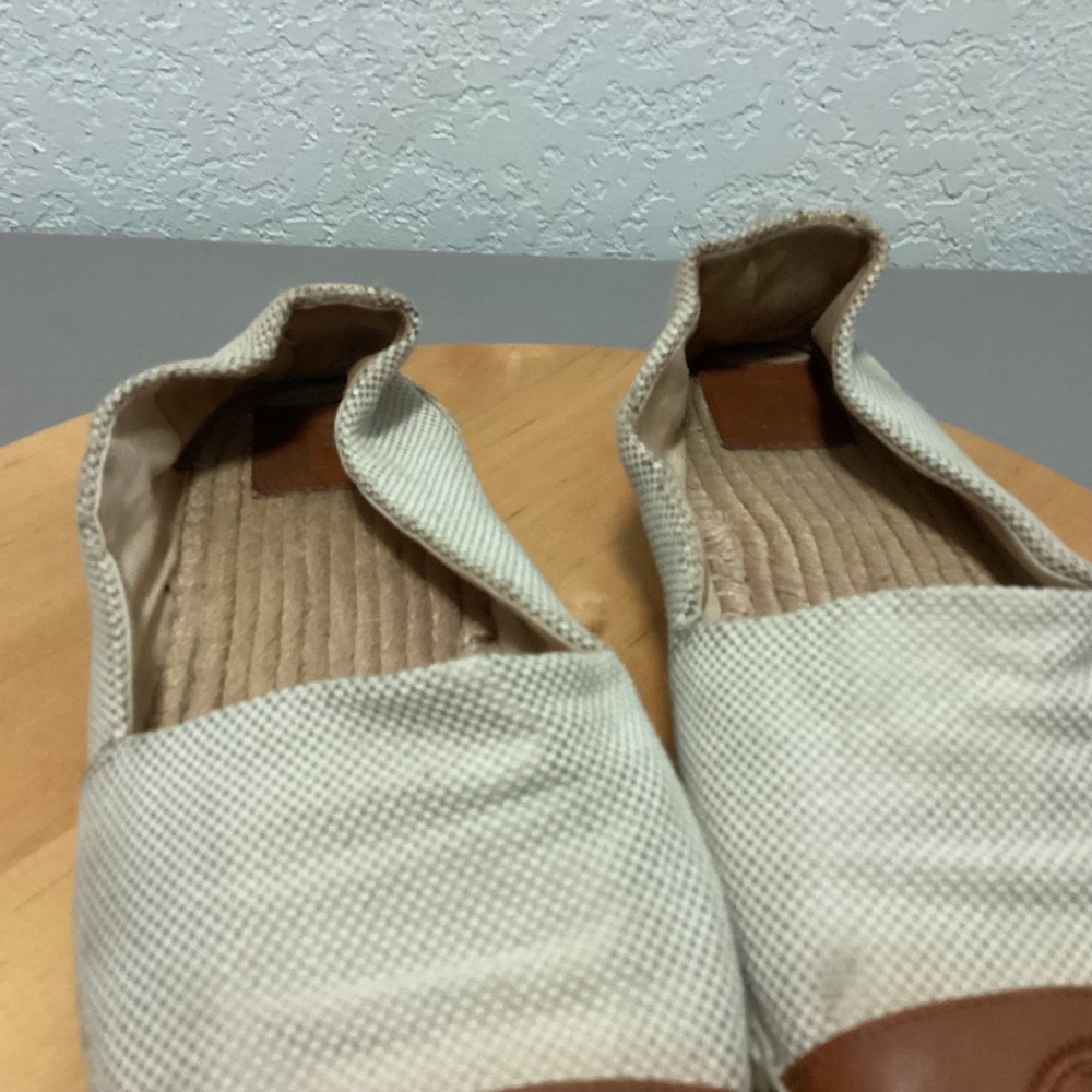 Tory Burch Women's‎ Cream Leather Espadrille Slip On Loafers Shoes Size 11M - Picture 8 of 14